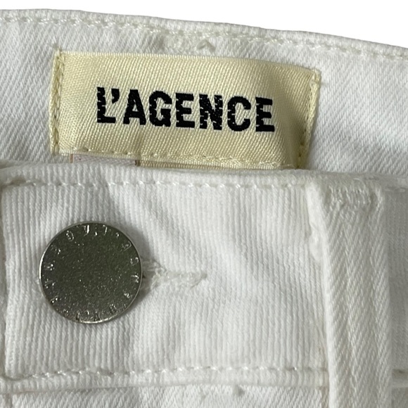 NWOT L'AGENCE Selma High Rise Sleek Baby Boot Jeans Blanc Size 25 Revolve $255 - Picture 10 of 14